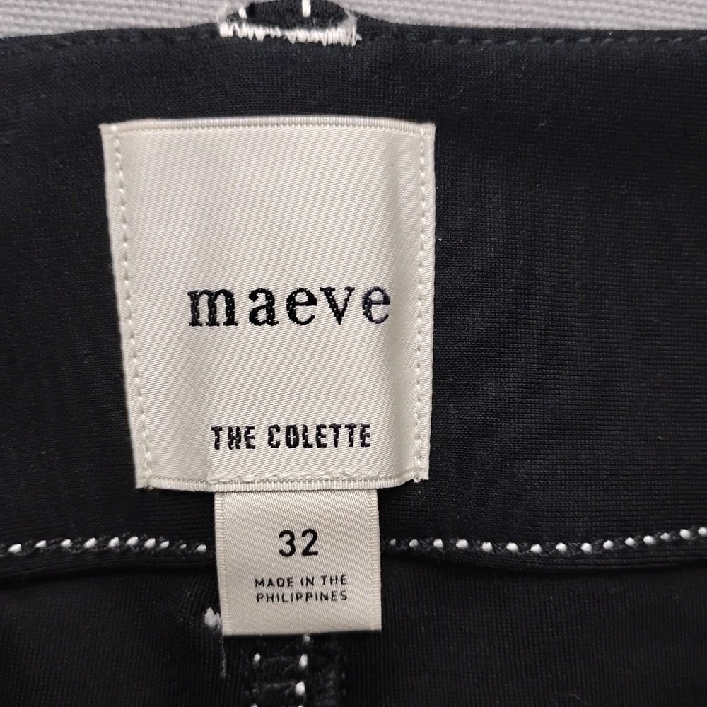 Maeve Anthropologie The Colette Wide Leg Pants Black Contrast Stitch Size 32 - Picture 3 of 10